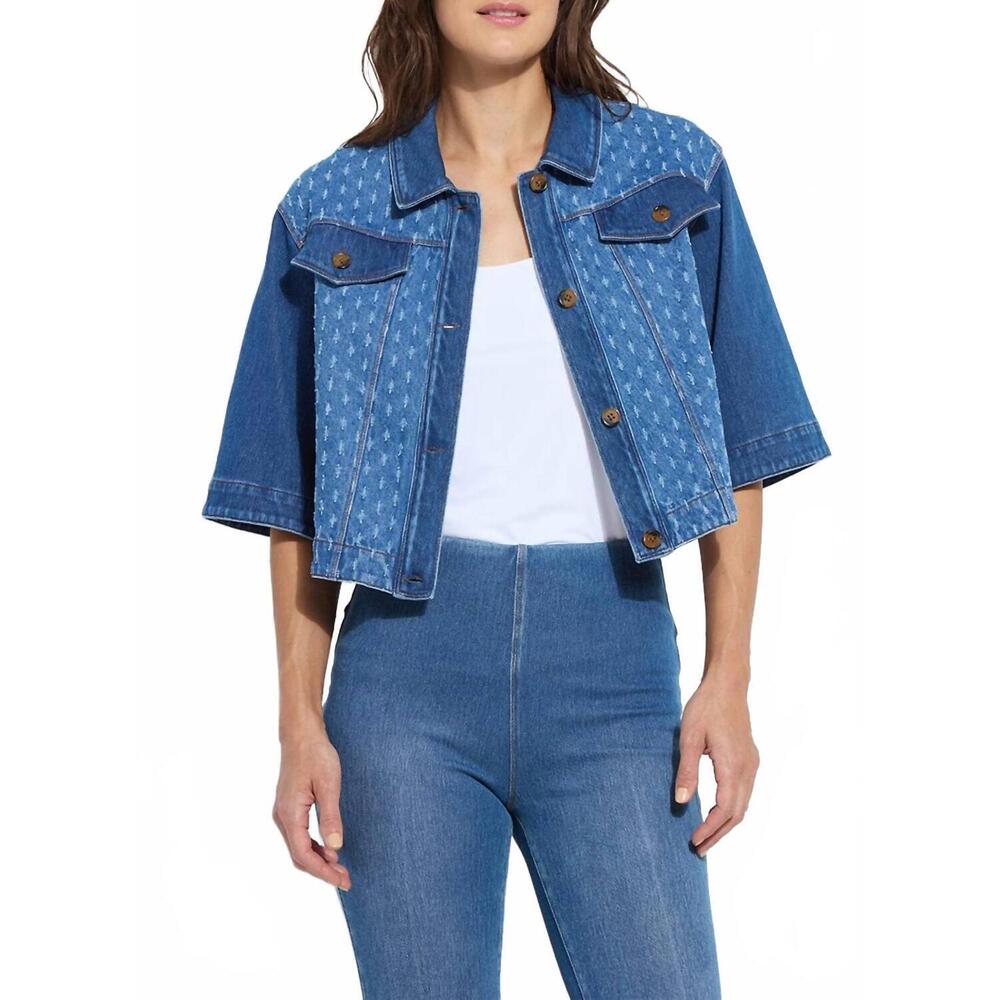 NEW LYSSE thea crop jacket in mid wash